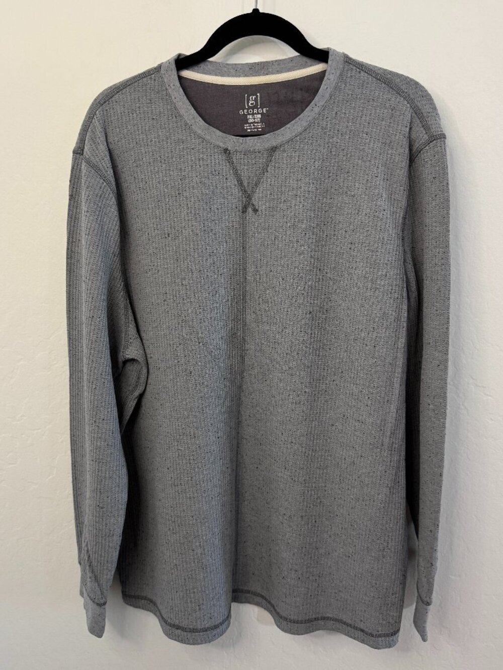 George Gray Speckled Waffle Knit Long Sleeve Crewneck Thermal | Size 2XL